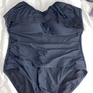 Kona Sol Black Strapless One Piece Swimsuit